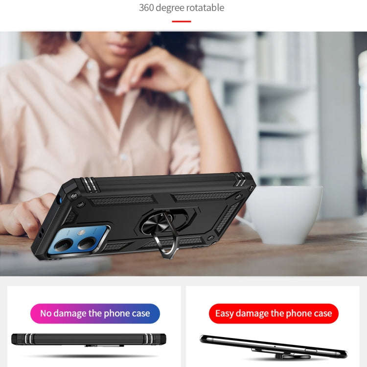 For Xiaomi Redmi Note 12 5G Global Shockproof TPU + PC Phone Case with Holder(Black)