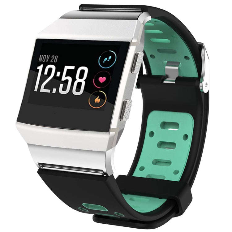 For Fitbit Ionic Two-tone Silicone  Watch Band with Buckle & Connector(Black + Green)