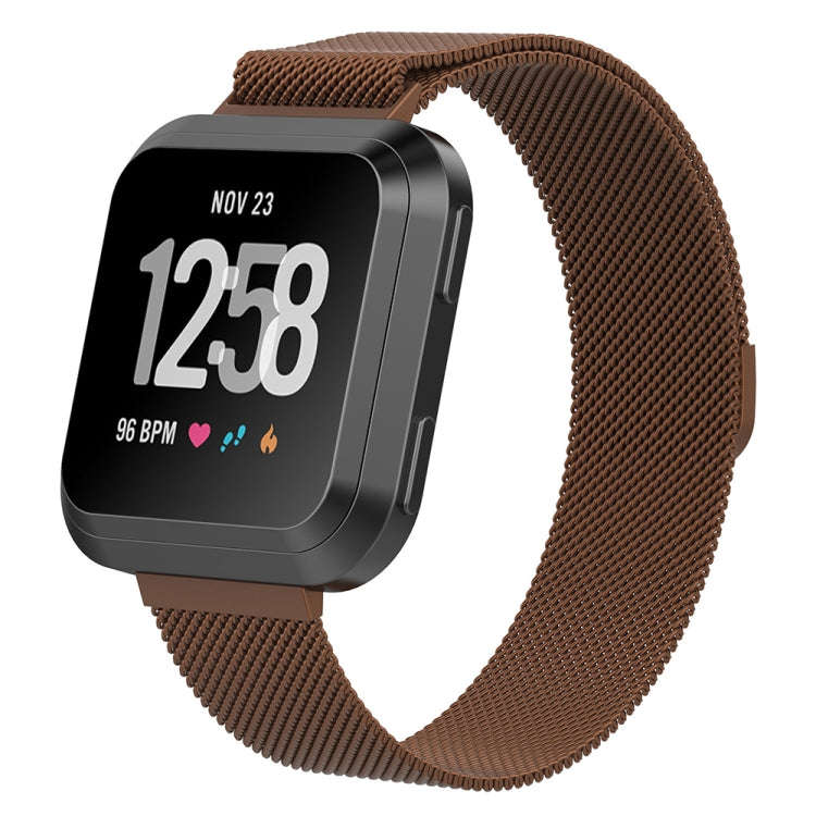 For Fitbit Versa Milanese  Watch Band, Size:S(Coffee)
