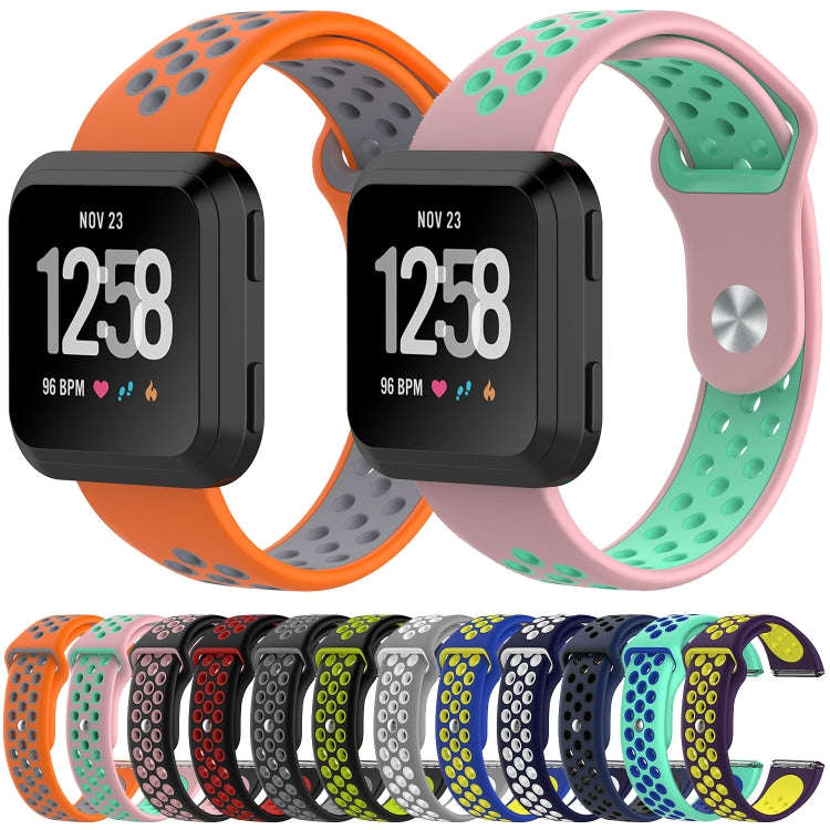 For Fitbit Versa Two-tone Silicone  Watch Band(Green + Blue)