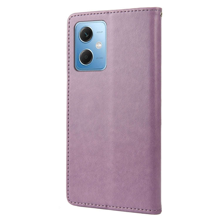 For Xiaomi Redmi Note 12 Pro+ 5G Global Butterfly Flower Pattern Leather Phone Case(Light Purple)