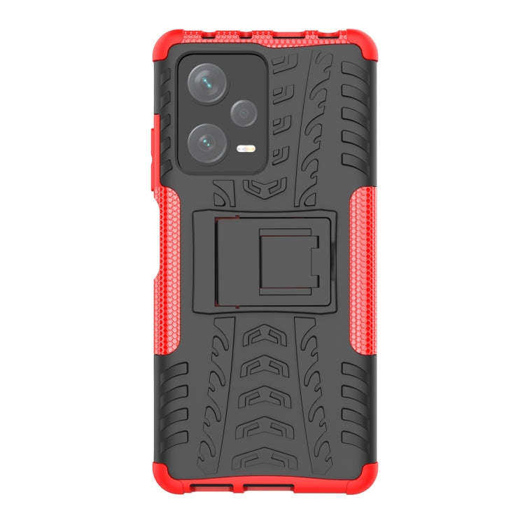 For Xiaomi Redmi Note 12 Pro+ 5G Tire Texture TPU + PC Phone Case with Holder(Red)