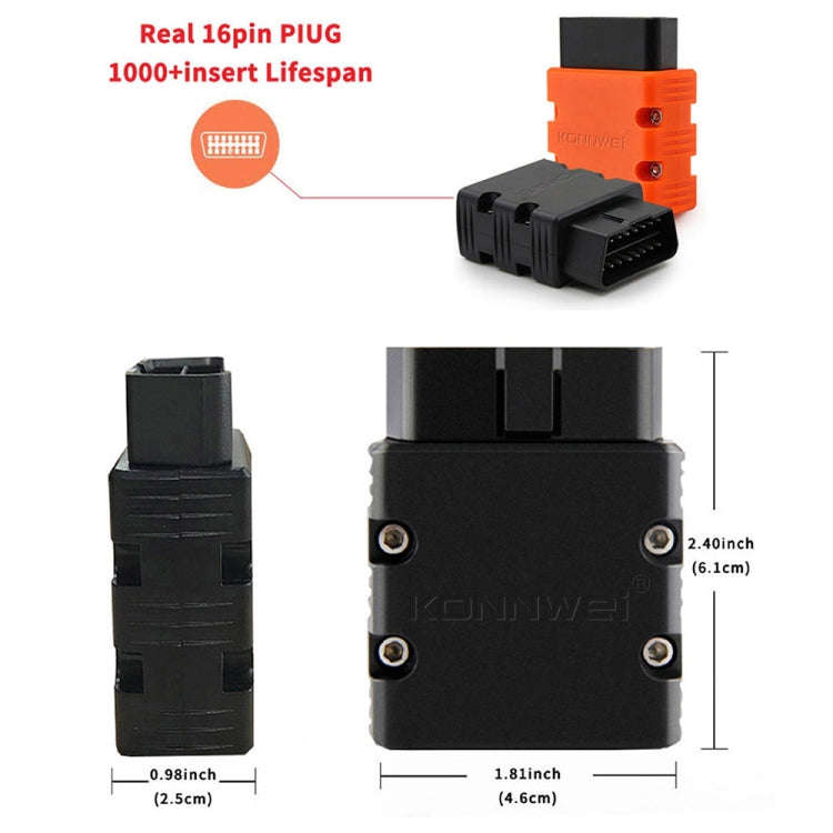 KONNWEI KW902 Bluetooth 5.0 OBD2 Car Fault Diagnostic Scan Tools Support IOS / Android(Black)