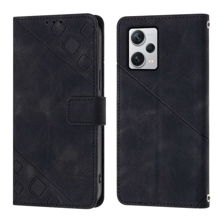 For Xiaomi Redmi Note 12 Pro+ Global / Redmi Note 12 Explorer Skin-feel Embossed Leather Phone Ca...