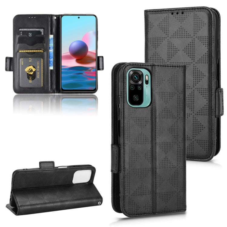 For Xiaomi Redmi Note 10 4G / 10S Symmetrical Triangle Leather Phone Case(Black)