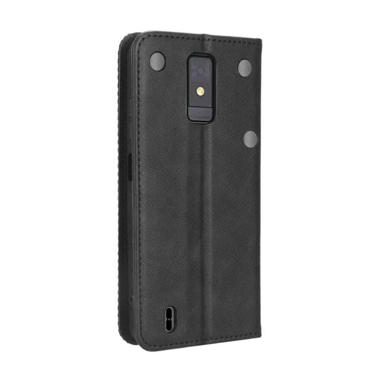 For ZTE Blade A32 Magnetic Buckle Retro Texture Leather Phone Case(Black)