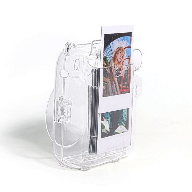 For FUJIFILM instax mini 12 Crystal Hard Acrylic Camera Case with Shoulder Strap(DIY Green Flowers)