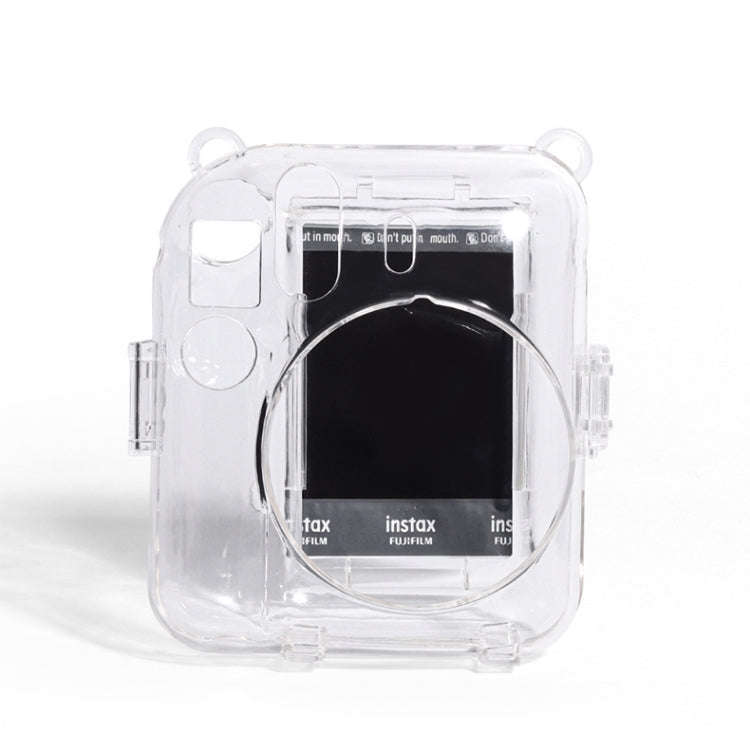 For FUJIFILM instax mini 12 Crystal Hard Acrylic Camera Case with Shoulder Strap(DIY Green Flowers)