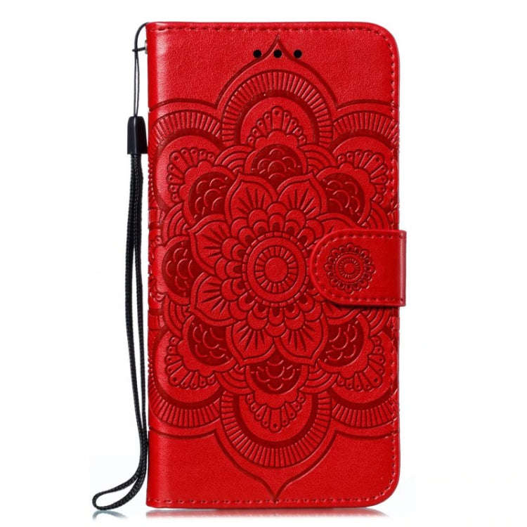 For Xiaomi Redmi K50 Ultra Sun Mandala Embossing Pattern Phone Leather Case(Red)