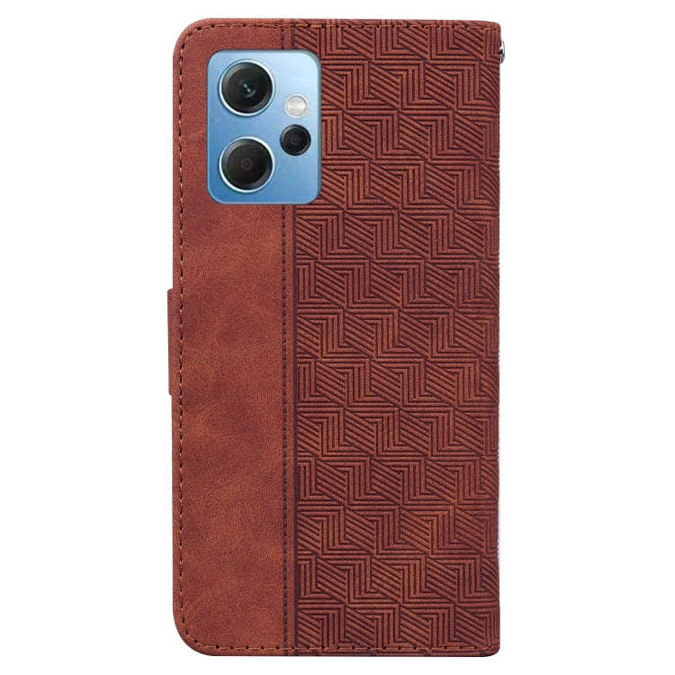 For Xiaomi Redmi Note 12 4G Global Geometric Embossed Leather Phone Case(Brown)