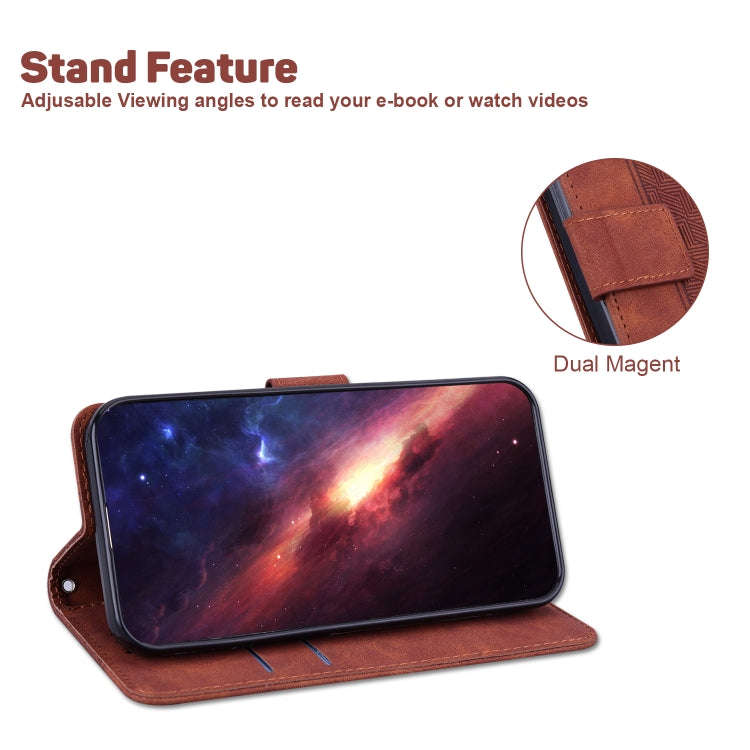For Xiaomi Redmi Note 12 4G Global Geometric Embossed Leather Phone Case(Brown)