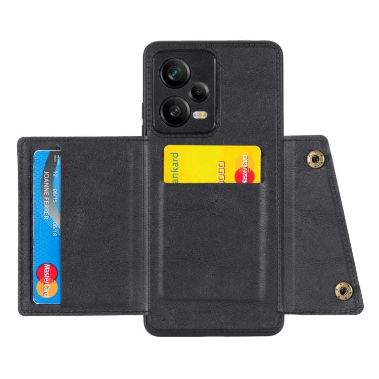For Xiaomi Redmi Note 12 Pro+ 5G Global Double Buckle Magnetic Phone Case(Black)