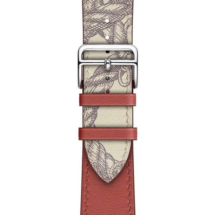 For Apple Watch Series 9&8&7 41mm / SE 3&SE 2&6&SE&5&4 40mm / 3&2&1 38mm Silk Screen Pattern Leat...