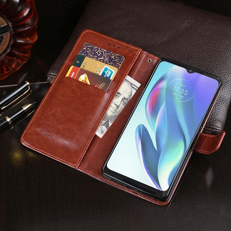 For T-Mobile REVVL 6 5G idewei Crazy Horse Texture Leather Phone Case with Holder(White)