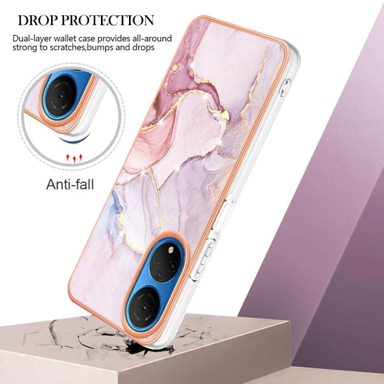 For Honor X7 Electroplating Marble Dual-side IMD Phone Case(Rose Gold 005)
