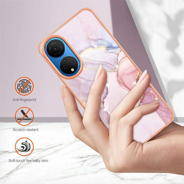 For Honor X7 Electroplating Marble Dual-side IMD Phone Case(Rose Gold 005)