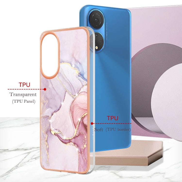 For Honor X7 Electroplating Marble Dual-side IMD Phone Case(Rose Gold 005)