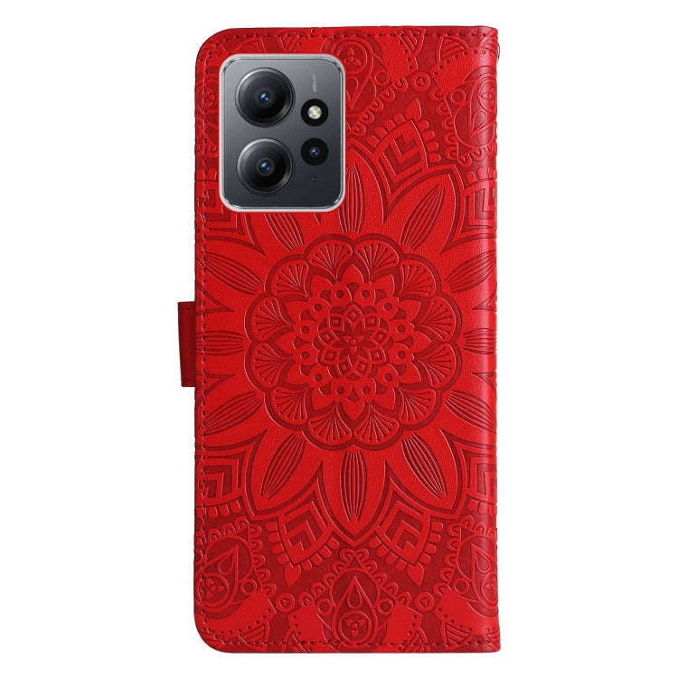 For Xiaomi Redmi Note 12 4G Global Embossed Sunflower Leather Phone Case(Red)