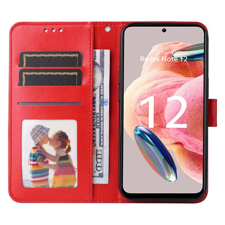 For Xiaomi Redmi Note 12 4G Global Embossed Sunflower Leather Phone Case(Red)