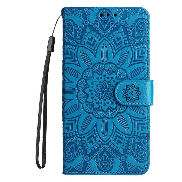 For Honor Magic5 Pro Embossed Sunflower Leather Phone Case(Blue)