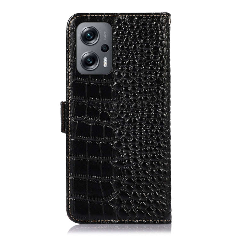 For Xiaomi Redmi Note 12 Turbo Crocodile Top Layer Cowhide Leather Phone Case(Black)