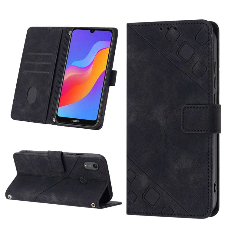 Skin-feel Embossed Leather Phone Case For Honor 8A/Y6 Pro 2019/Play 8A/8A Pro/8A 2020/8A Prime/Hu...