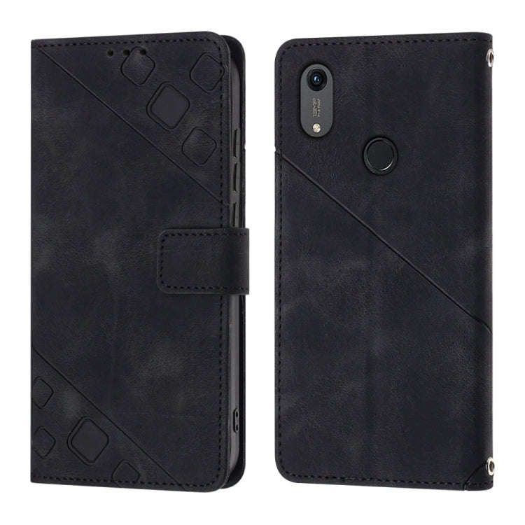 Skin-feel Embossed Leather Phone Case For Honor 8A/Y6 Pro 2019/Play 8A/8A Pro/8A 2020/8A Prime/Hu...