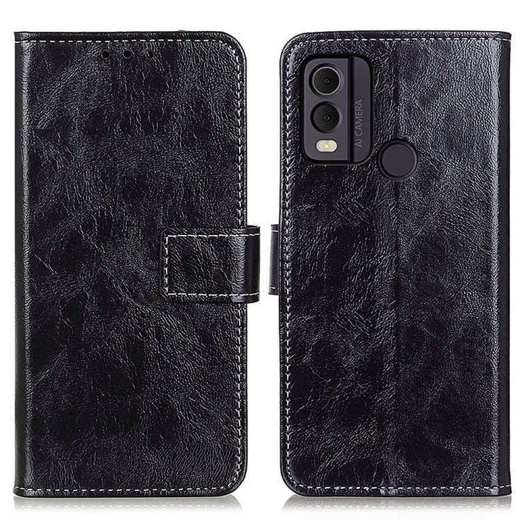 For Nokia C22 4G Retro Crazy Horse Texture Leather Phone Case(Black)