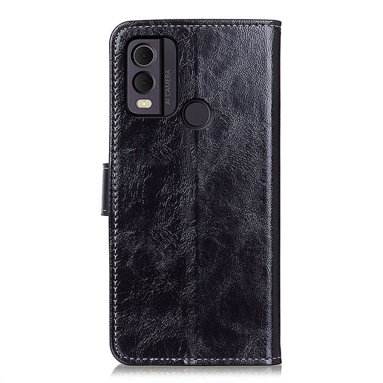 For Nokia C22 4G Retro Crazy Horse Texture Leather Phone Case(Black)