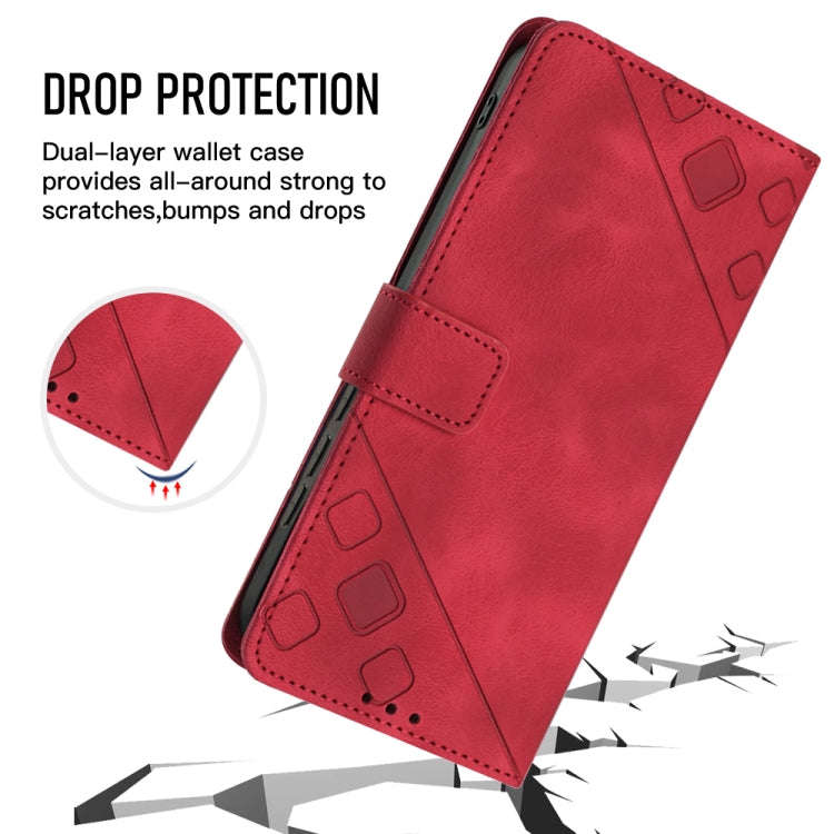 For Nokia C32 Skin-feel Embossed Leather Phone Case(Red)