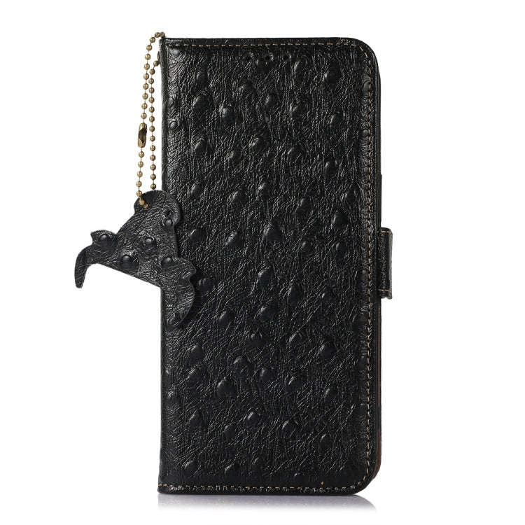 For Google Pixel 8 Pro Ostrich Pattern Genuine Leather RFID Phone Case(Black)
