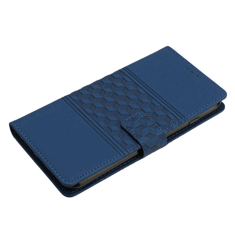 For Google Pixel 6a Diamond Embossed Skin Feel Leather Phone Case with Lanyard(Dark Blue)