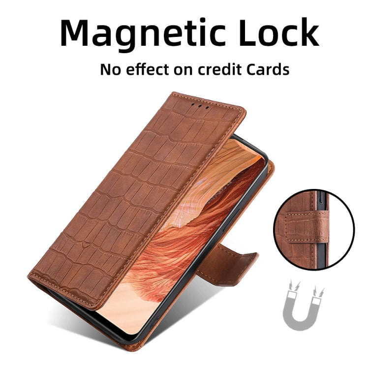 For Infinix Zero 20 Skin Feel Crocodile Magnetic Clasp Leather Phone Case(Brown)