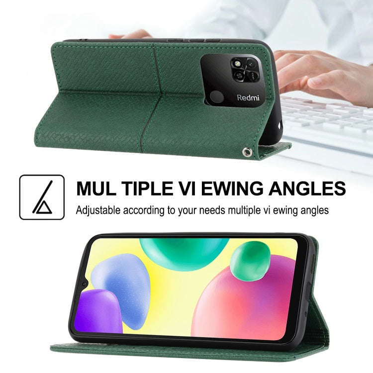 For Xiaomi Redmi 12C Woven Texture Stitching Magnetic Leather Phone Case(Green)