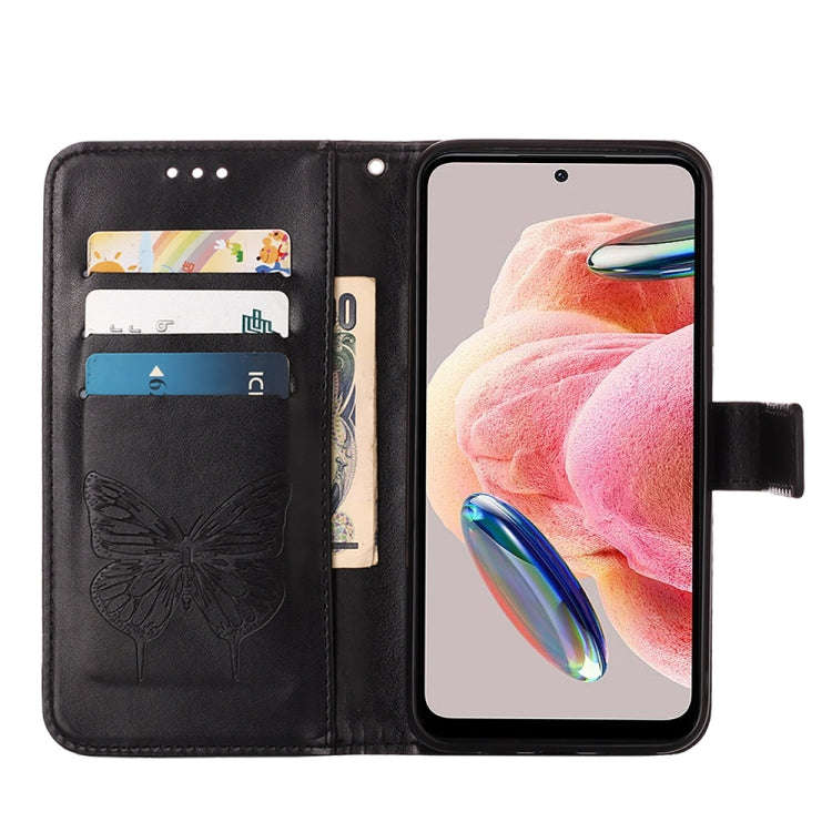 For Xiaomi Redmi Note 12 4G Global Embossed Butterfly Leather Phone Case(Black)