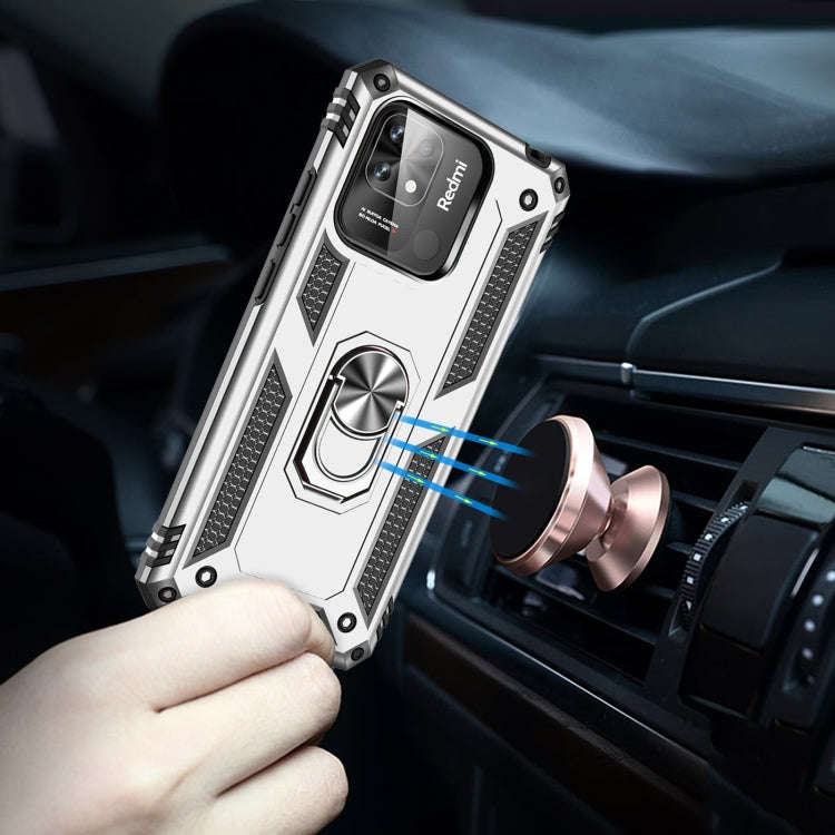 For Xiaomi Redmi 12C / 11A Shockproof TPU + PC Phone Case with Holder(Silver)