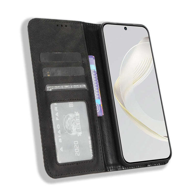 For Huawei nova 11 Pro Magnetic Buckle Retro Texture Leather Phone Case(Black)