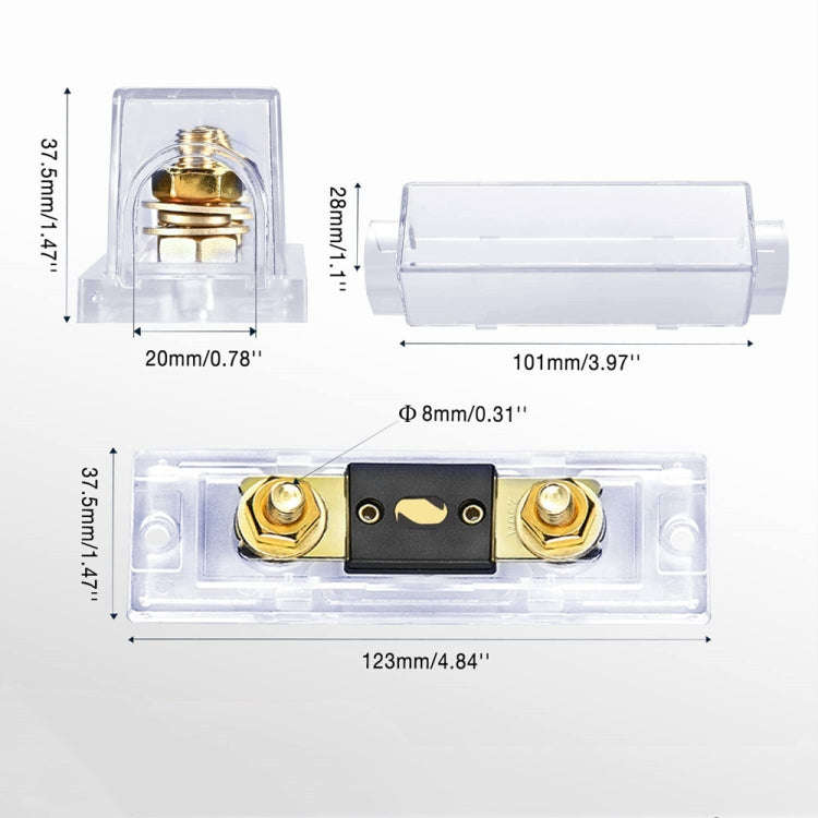 2 in 1 ANL Car Fuse Holder Electrical Protection Insulating Cover, Current:150A