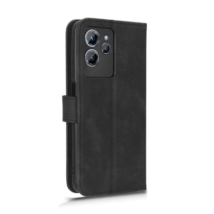 For Oukitel  C32 Skin Feel Magnetic Flip Leather Phone Case(Black)