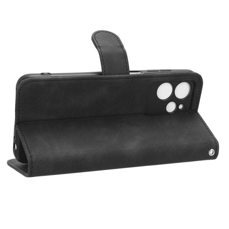 For Oukitel  C32 Skin Feel Magnetic Flip Leather Phone Case(Black)