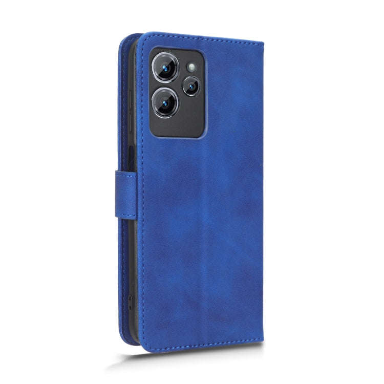 For Oukitel  C32 Skin Feel Magnetic Flip Leather Phone Case(Blue)