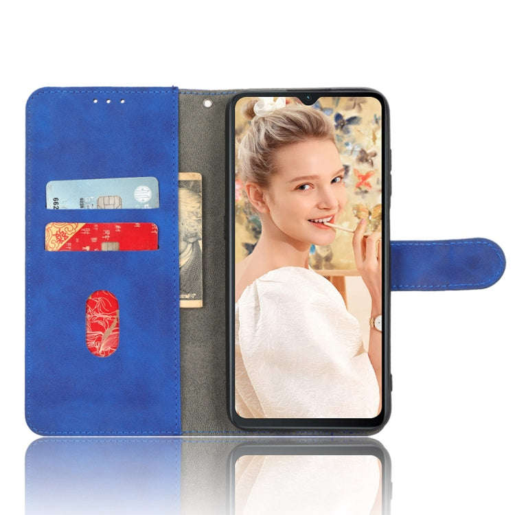 For Oukitel  C32 Skin Feel Magnetic Flip Leather Phone Case(Blue)