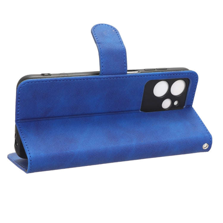 For Oukitel  C32 Skin Feel Magnetic Flip Leather Phone Case(Blue)