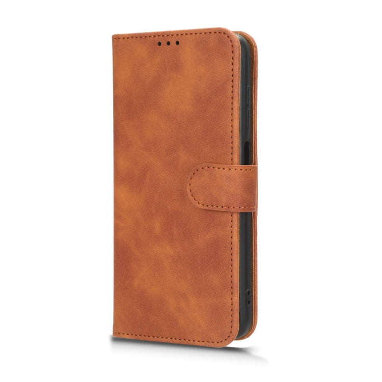 For Oukitel  C32 Skin Feel Magnetic Flip Leather Phone Case(Brown)