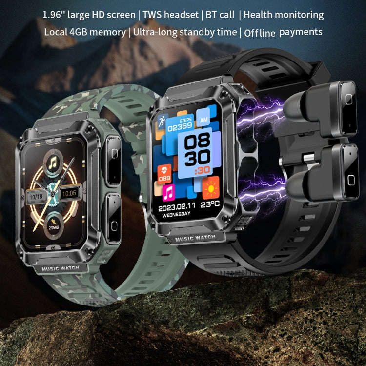 OVISEN T93 1.96 inch IPS Screen 2 in 1 Bluetooth Headset Smart Watch, Supports Blood Oxygen Monit...