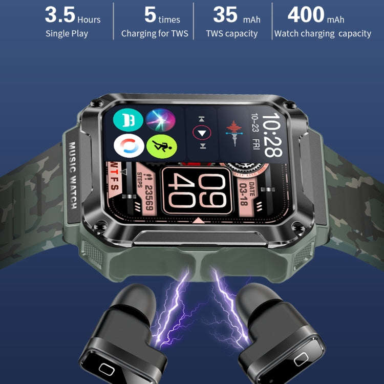 OVISEN T93 1.96 inch IPS Screen 2 in 1 Bluetooth Headset Smart Watch, Supports Blood Oxygen Monit...