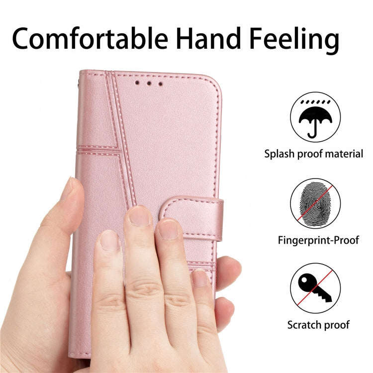 For Tecno Spark 10 Pro Stitching Calf Texture Buckle Leather Phone Case(Rose Gold)