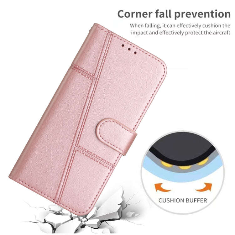 For Tecno Spark 10 Pro Stitching Calf Texture Buckle Leather Phone Case(Rose Gold)