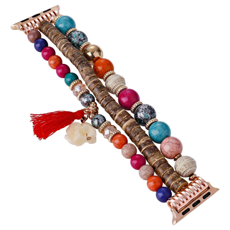 Beads Elephant Pendant Watch Band For Apple Watch 3 42mm(Colorful)