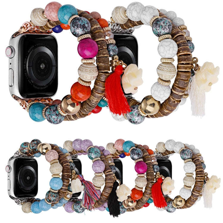 Beads Elephant Pendant Watch Band For Apple Watch 3 42mm(Colorful)